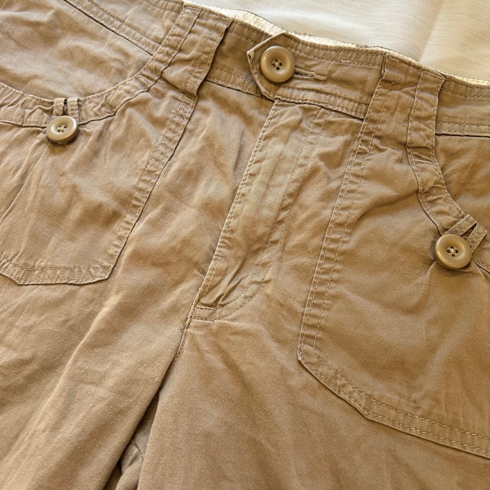 Lee Cargo Shorts Women 14 Medium Tan One True Fit Low Rise Utility Cuffed Khaki